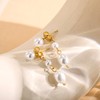 Gold Pearl Earrings for Women Trendy Gold Dangle Pearl Earrings