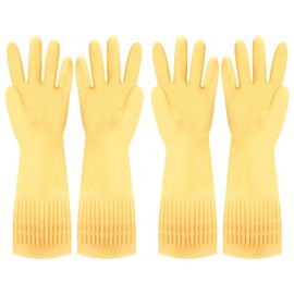 Discoball 2 Pairs Rubber Cleaning Gloves Non-slip Kitchen Dishwashing Household Glove, Long Sleeve, Reuseable