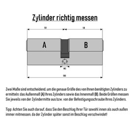 1 x Profile Cylinder 100 mm 50/50 mm + 5 Keys Door Cylinder Lock Different Locking