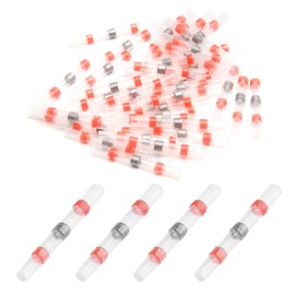 Cionyce 100Pcs 22-18 AWG Wire Connectors Waterproof Solder Sleeve Heat Shrink Butt Connectors Self Soldering Wire Connectors(Red,22-18 AWG)