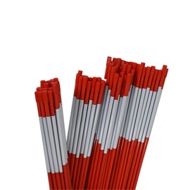 Autoparts Snow Stakes, Driveway Marker, Plow Stakes, Reflective Tape, 5/16" Diameter x 48", Fiberglass, Red, 100 Pack