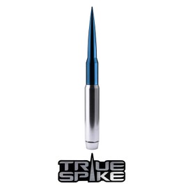 TRUE SPIKE 9 inch SILVER BLUE TIP PENETRATOR FAT BULLET ANTENNA with ANTI-THEFT + COPPER COIL in Heavy Gauge CNC Machined Billet Aluminum Short Compatible with Nissan Titan