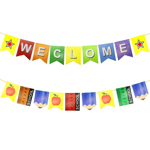 Welcome Back To School Banner, Pencil Ruler Pendant Welcome Back