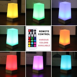 yucanucax 1Pack Remote Control LED Square Night Light,Color Changing Table Lamp Battery Operated Lamp for Kids Room, Bedroom,Kitche