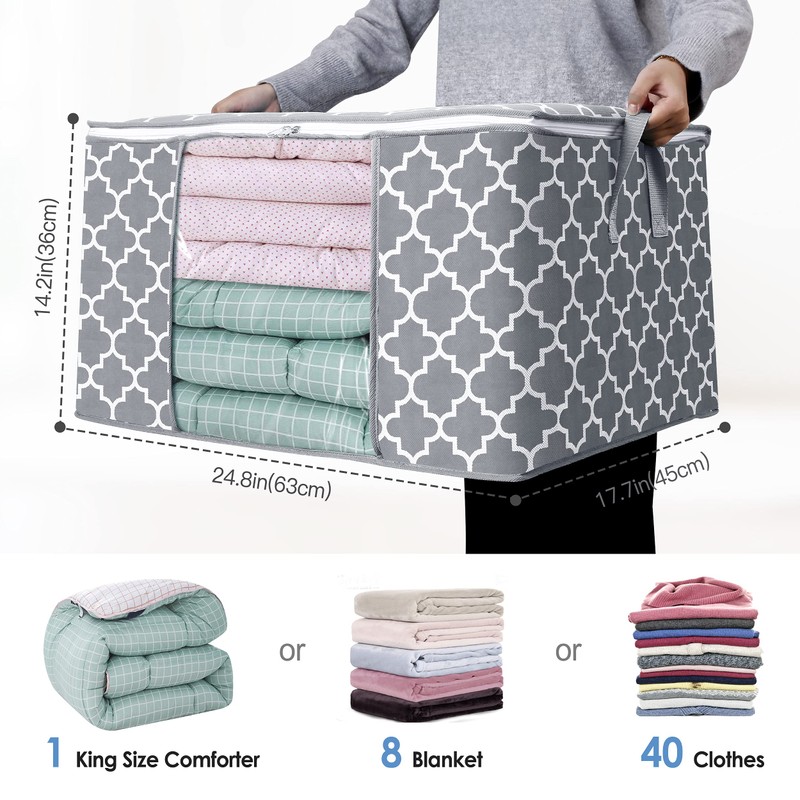 WISELIFE Storage Bags 100L 3-Pack Large Blanket Clothes Organization and
