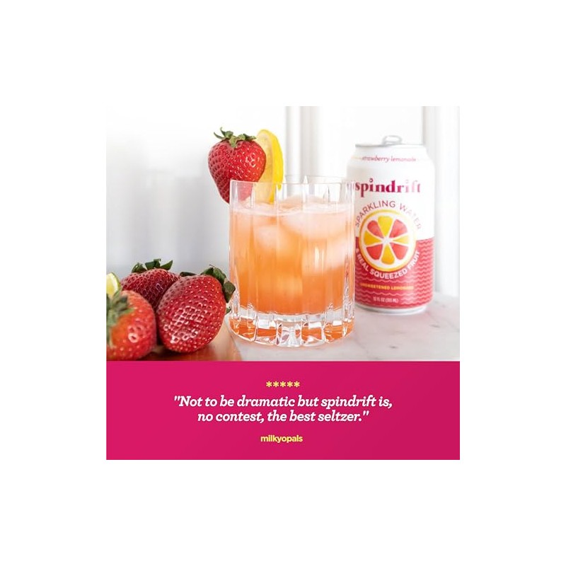 Spindrift Strawberry Lemonade Can 12 Ounce (Pack of 24)
