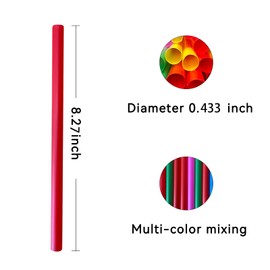 Assorted Colors Jumbo Smoothie Straws, Colorful Disposable Wide-mouthed Large Milkshake Straws 8.2'' Inches High/ 100 Pack (200)