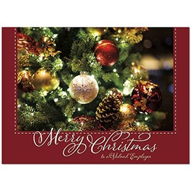 25 Employee Christmas Cards - Beautiful Ornament Design - 26 White Envelopes - FSC Mix