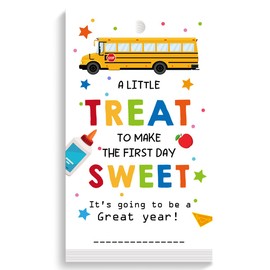 Back to School Gift Bag Tags,a Little Treat to Make The Frist Day Sweet Happy First Day of School Gift Tags,Teacher Appreciation Gift Tags,Welcome Back to School Gift Tag for Student