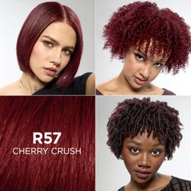 L'Oreal Paris Feria Multi-Faceted Shimmering Permanent Hair Color, R57 Cherry Crush (Intense Medium Auburn), Pack of 1 Hair Dye Kit
