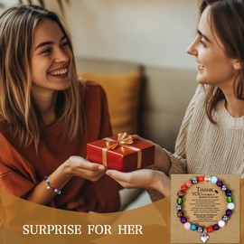 Rpplrten Thank You Gifts for Women Coworkers - Small Teacher Appreciation Gifts Stone Bracelet for Mom Friends Girlfriend, Multicolored