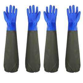 Life2Kiku Rubber Gloves, Long Fisheries Gloves, Water Work, Fisherman Gloves, Acid Resistant, Thick Gloves, Work Gloves, Long Gloves, Cold Prevention, Alkali Prevention, Rubber Gloves, 4 Pieces