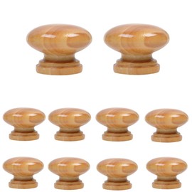 Wooden Handle Knob Furniture Handle Wooden Cabinet Drawer Round Hardware DIY Set of 10