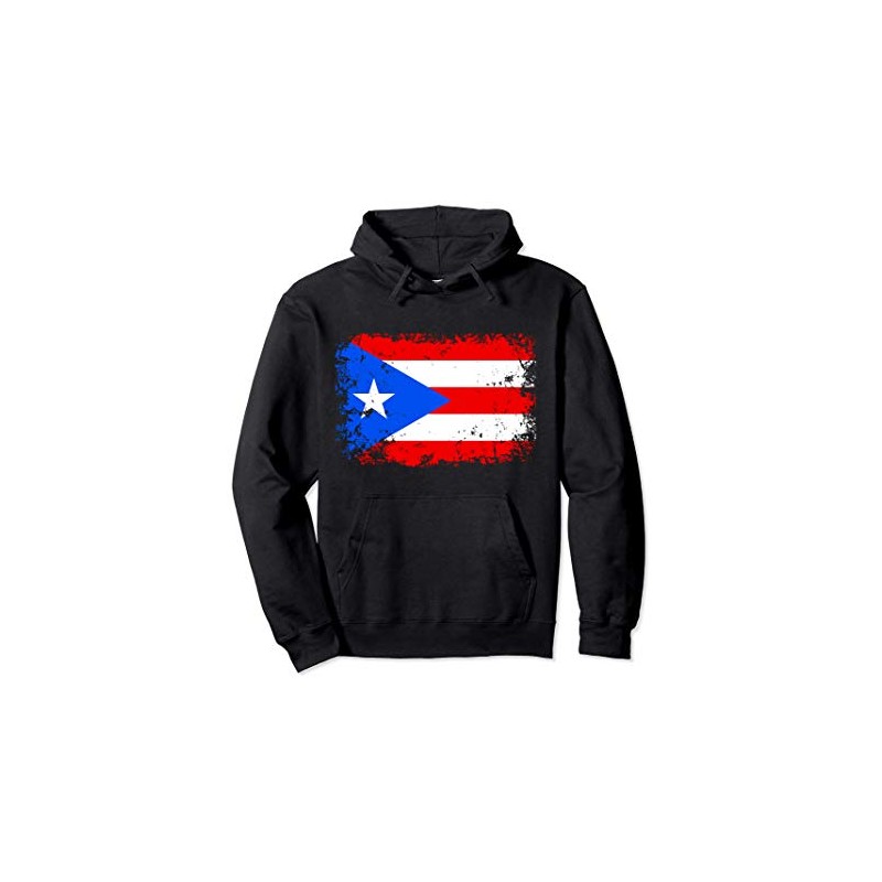 Flagge von Puerto Rico Pullover Hoodie, black