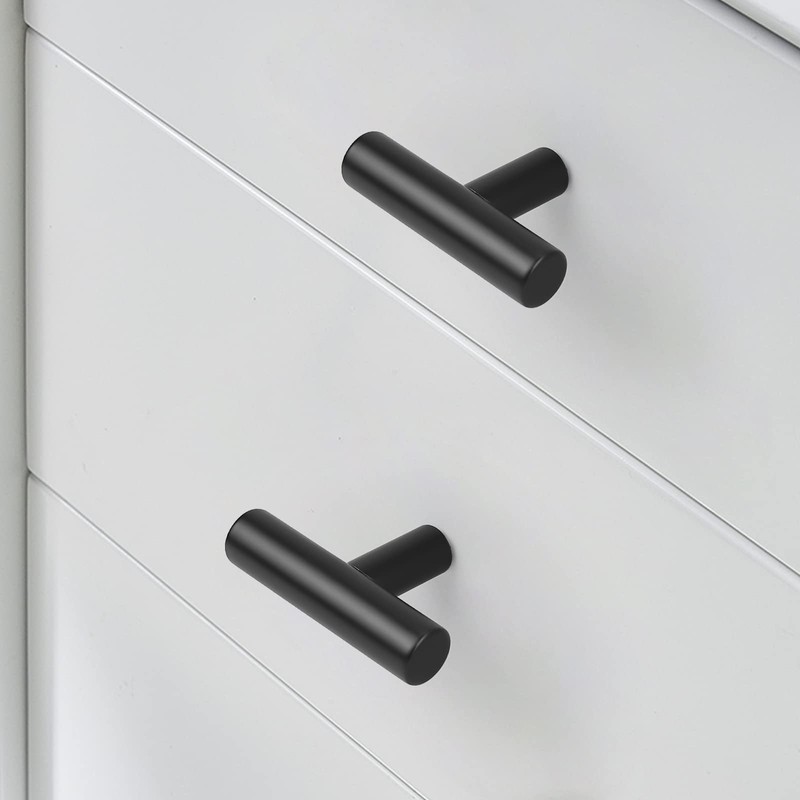 PinLin 15 Pack Cabinet Door Knobs, Flat Black Drawer Knobs,