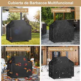 Cubierta para Parrilla de Barbacoa, Funda de Asador Protector 420D Oxford Tela 165*61*111CM Antirayos UV Polvo Viento Grill Cover con Bolsa de Almacenamiento Impermeable para Exterior Patio Aire Libre