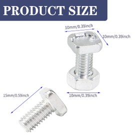 Greenhouse Nuts and Bolts,100 Sets Aluminium Greenhouse Hex Nuts and Square Head Bolts for Building Repairing Greenhouse Necessary Accessories