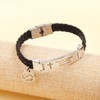 Oneress Men's PU Leather Faith Bracelet, Religious Scripture Bracelets With