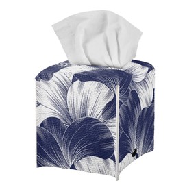 Coldinair Modern Floral Print PU Leather Tissue Cube Box Holder Decorative Tissue Holders for Bathroom,Bedroom Dressers,Office,Car,Travel,Portable and Foldable