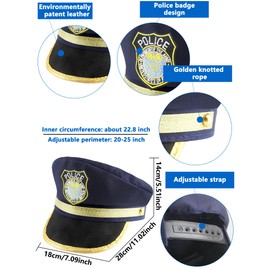SGBETTER 8 Pack Adult Police Hat Adjustable Cop Cap Policeman Hat for Stage Performance Role Play Police Theme Party (Color Style 3)