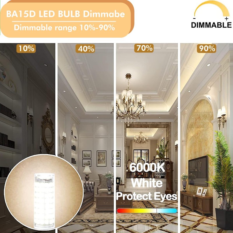 ZSSXOLED BA15D LED Bulb 120 Volt Dimmable 6W Double Contact