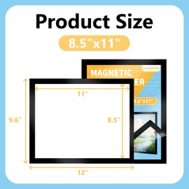 GENGENZER 12 Pack Magnetic Sign Holder 8.5 x 11'' Self-Adhesive Wall Mount Sign Holder, Strong Magnetic and Transparent PVC, Magnetic Picture Frames Document Holder for Home Office (12 PCS)