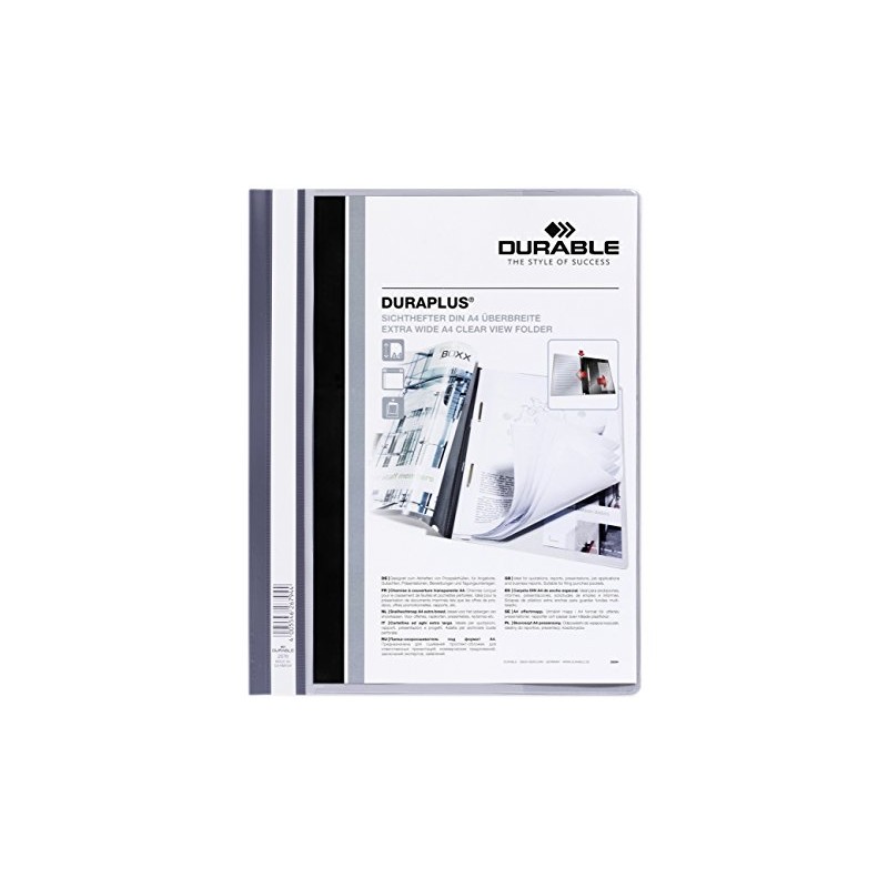 Durable 2579 10 Angebotshefter DURAPLUS, strapazierfähige Folie, DIN A4, grau