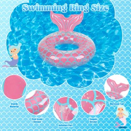 Coumy 3 Pack Inflatable Pool Floats Mermaid Tube Rings,Fruit Pool Tubes,Pool Floaties Toys,Beach Swimming Party Toys for Kids and Adults