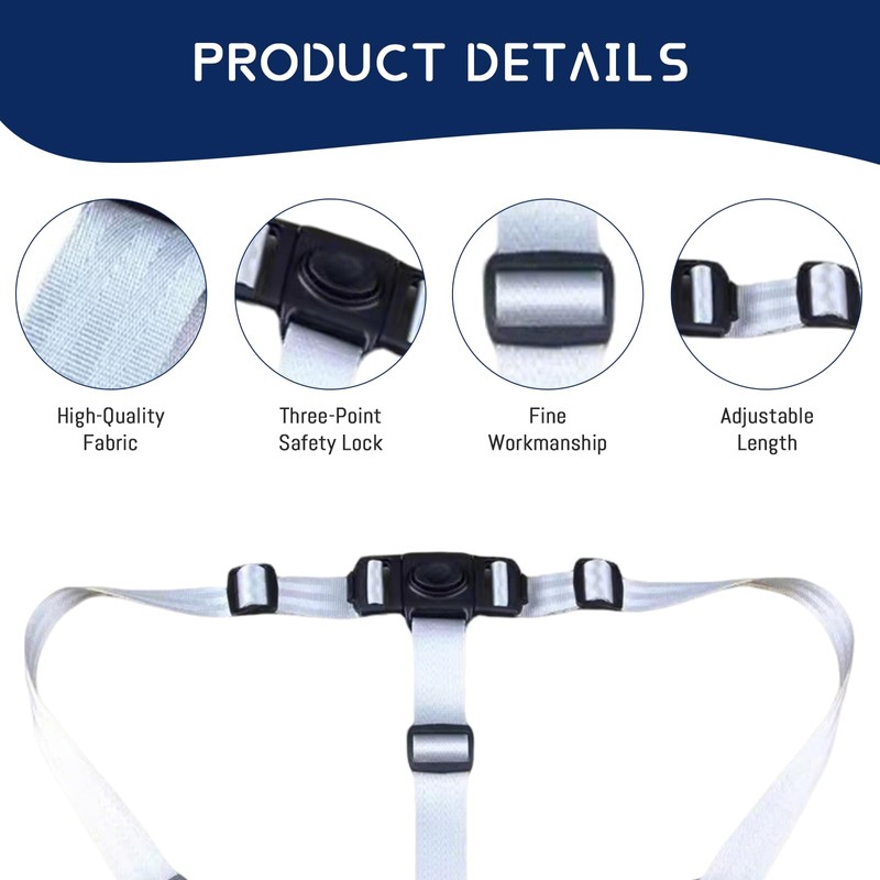 Bettinay High Chair Straps, Adjustable 3 Point Harness for High
