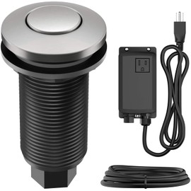 KRAUS Garbage Disposal Air Switch Kit in Spot-Free Stainless Steel with Push Button, AC Adapter, Power Cord, and Air Tube Included, KWDA-100SFS