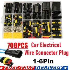 708Pcs Set 1-6 Pin Car Electrical Wire Connector Plug Kit Automotive Waterproof