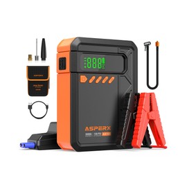 Portable Jump Starter with Air Compressor, 3000A Car Jumper, 150PSI Cordless Tire Inflator, 12V Jump Box for 9.0 Gas/7L Diesel Engine, Car Battery Booster with Storage Bag, Orange