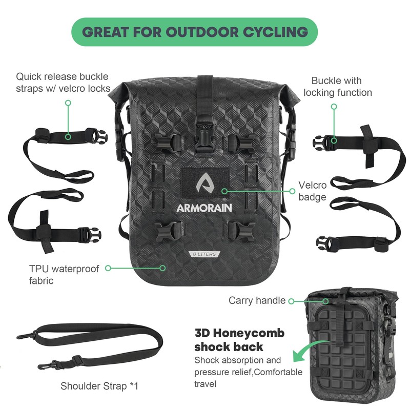 ARMORAIN Motorcycle Crash Bar Bag Waterproof Storage Capacity 6L/8L Bumper