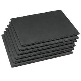 GHYTMTHOT 6 Pack 10 x 8 Inch Slate Cheese Board and Charcuterie Plates - Individual Stone Plates for Cheese, Meat, Appetizers
