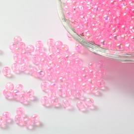 Handicraft Emporium | Transparent Acrylic Beads | Round | Approx 10g | Pearl Pink | 5mm