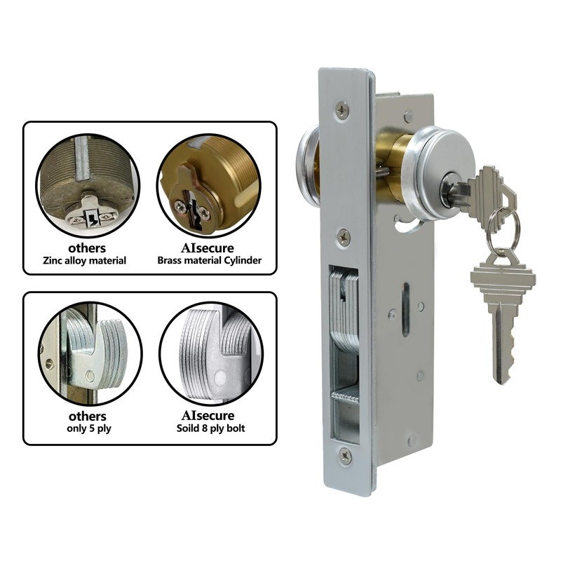 Storefront Door Lock Alsecure Commerical Mortise Lock, Swing Deadbolt, Solid