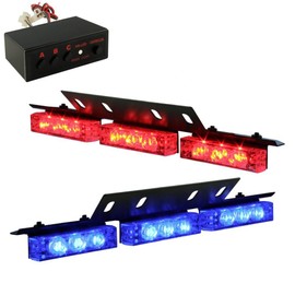 18 x Ultra Bright LED Emergency Warning Use Flashing Strobe Lights Bar For Windshield Dash Grille (18 Led, Red and BLue)