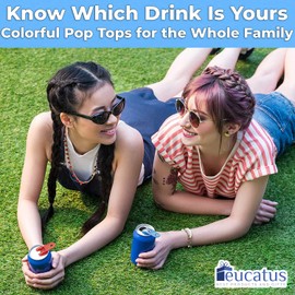 Vibrant Colored 6Pk Drink Shield and Soda Protector for Family. Plastic Tab Can Openers for Pop, Beer, Coke or Soda. Beverage Barricade Protects Cold Drinks from Bees at Picnic, BBQ