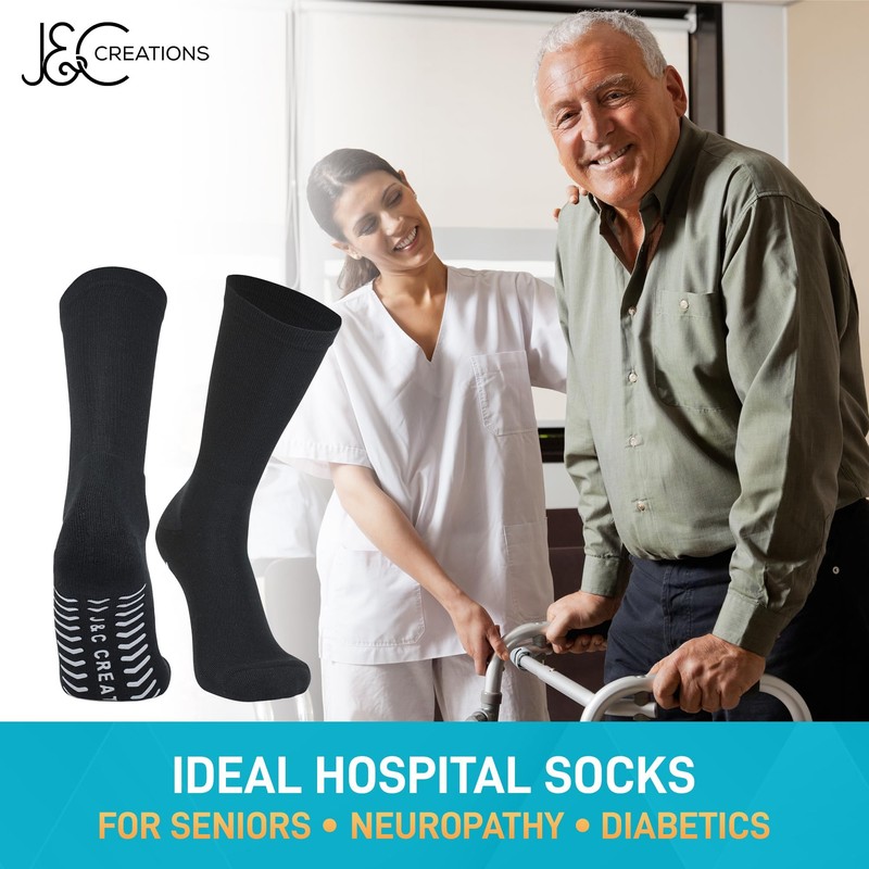 J&C Creations Premium Quality Grip Socks Men Size 10-13 -