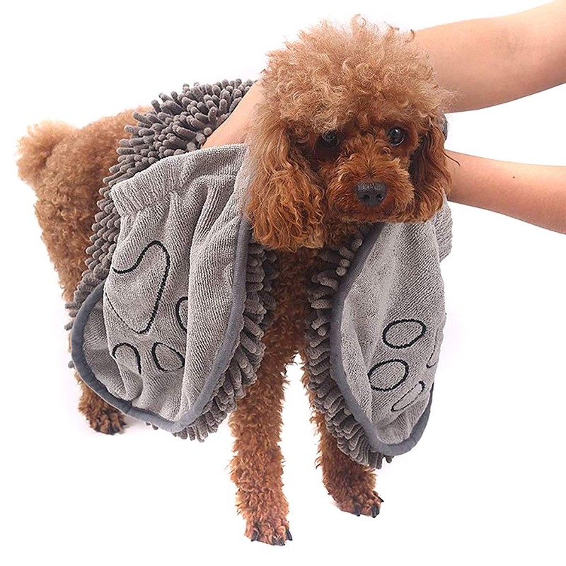 BundleMall Pet Bath Towel,Chenille Dog Microfibre Drying Towel, with Hand