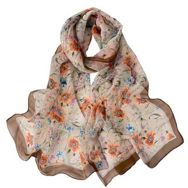 Pokeedioty Scarfs for Women Lightweight Fashion Scarves Elegant Floral Pattern Sheer Scarfs Sunscreen Shawls Wraps (P 068)