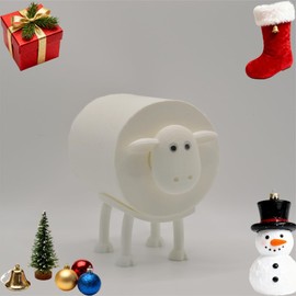 FLINBIUS Sheep Toilet Roll Holder - 3D Printed Free Standing White Sheep Tissue Paper Storage Stand with Hilarious Design - Cute Bathroom Decor, Decorations - Set of 1