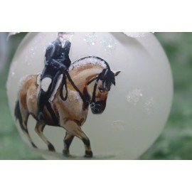 H413 Hand-made Christmas Ornament - horse - fjord dressage rider