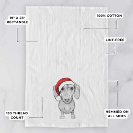 Inkopious Santa Ernie The Dachshund Tea Towel, Dishcloth, Dinner Napkin, Flour Sack Towel, Kitchen Decoration, Set of 1