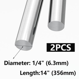 Eoiips 1/4" Diameter 304 Stainless Steel Round Rod Solid Rod 14" in Length, for DIY Metal Craft & Metal Working Hobbies, 2pcs
