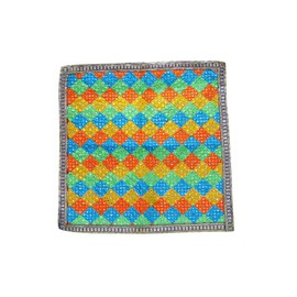 Decorative Mat Aasan Silk Pooja Rumal Cloth for Multipurpose Indian Traditional Pooja Housewarming Festival Decorations Pooja Item Article Laxmi Home Decor(Size:-18 Inches X 18 Inches)(Multicolor)