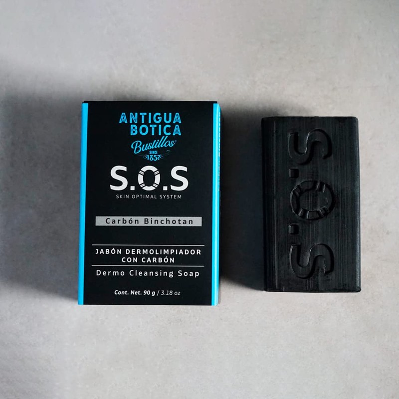 ANTIGUA BOTICA, S.O.S SKIN OPTIMAL SYSTEM, Binchotan Charcoal Facial Soap|