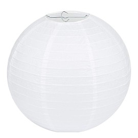 QIXINHANG Lampshade Round White Paper Lantern Classic Bamboo Style Ribbed Lampshade Decoration for Party Garden Wedding Decoration (20cm, 8")