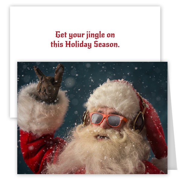 Rock 'n Roll Santa Holiday Card Pack - Set of