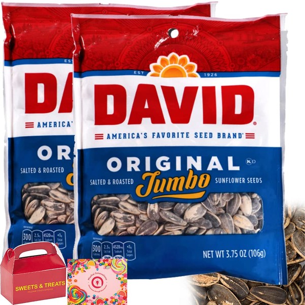 David Sunflowers Seeds | American's Favorite Brand | Whole Seeds Seasoned, Salted & Roasted - Card Included (Original Flavor - 2 Bags)